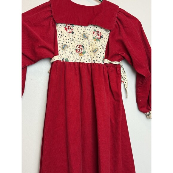 Vintage Plum Pudding Corduroy Dress w/Quilted Bodice - 6 - Picture 3 of 8